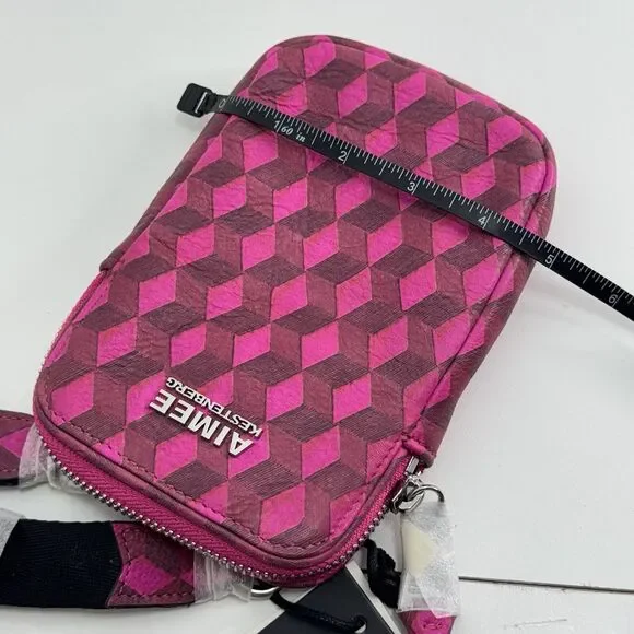 Aimee Kestenberg Leather Phone Crossbody Bag  Soft Capri Magenta Diamond Tassel - Picture 9 of 10